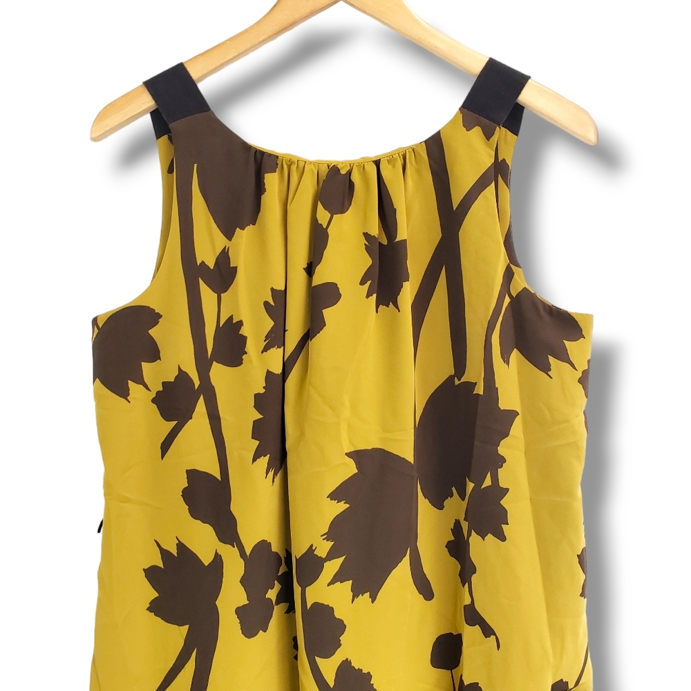 SimplyVera Vera Wang Mustard Yellow Leaf Patterned Dress Size 12 - Picture 4 of 10
